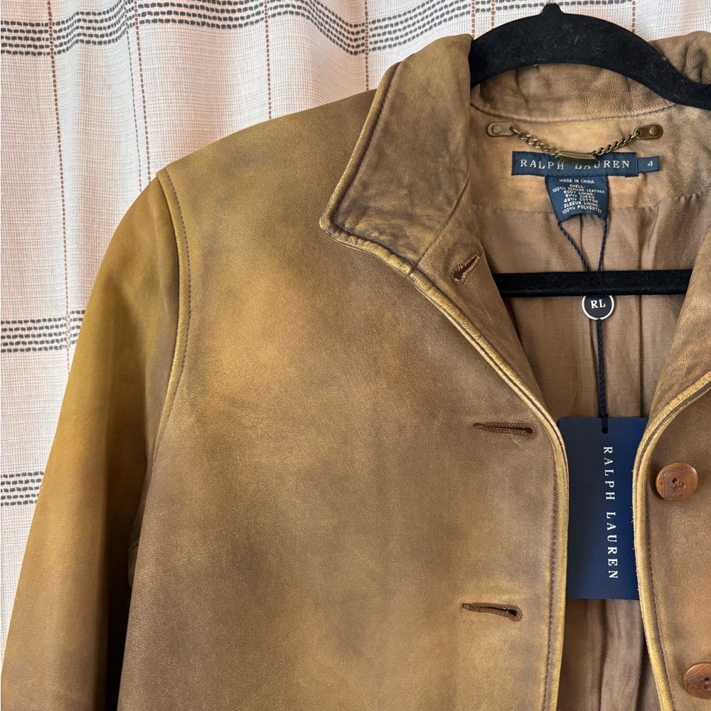 NWT Ralph Lauren Brown/Tan Leather Jacket
